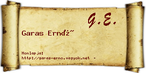Garas Ernő névjegykártya